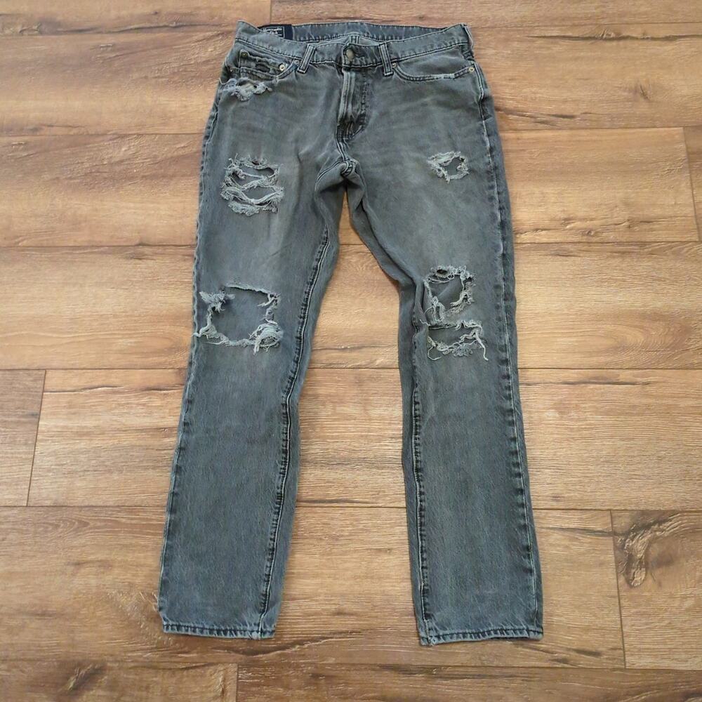 Abercrombie & Fitch Rustin‎ Men Size 31x28 Jeans Denim Faded Black Gray Punk Emo